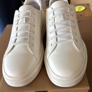 Marc Joseph White Leather Minimalist Sneakers